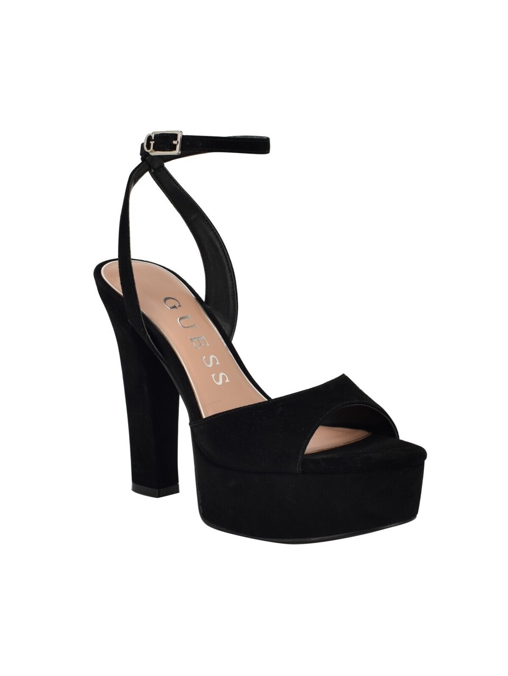 Guess Hitten High Block Heel Shoes Boots Black Suede 6M